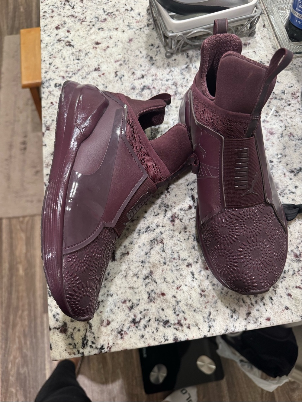 Puma Women's Burgundy Slip-On Knit Sneakers